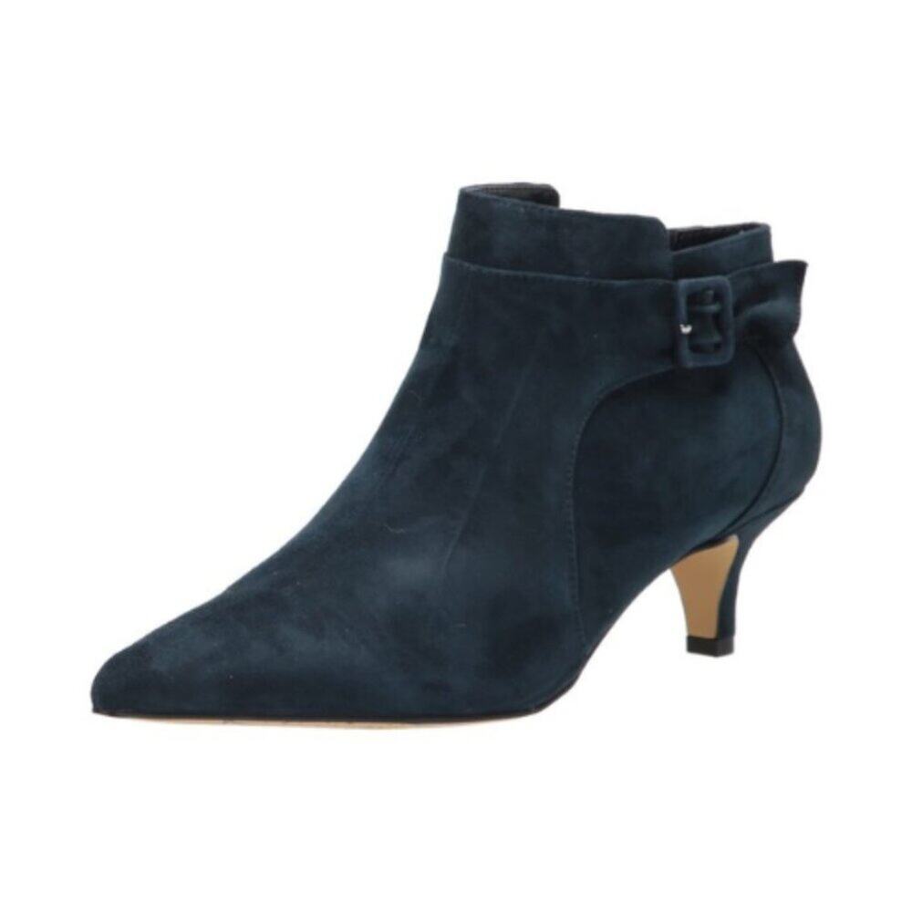 Bella Vita Bindi Classic Kitten Heel Ankle Pointed Toe Boots Navy Suede NEW - 7